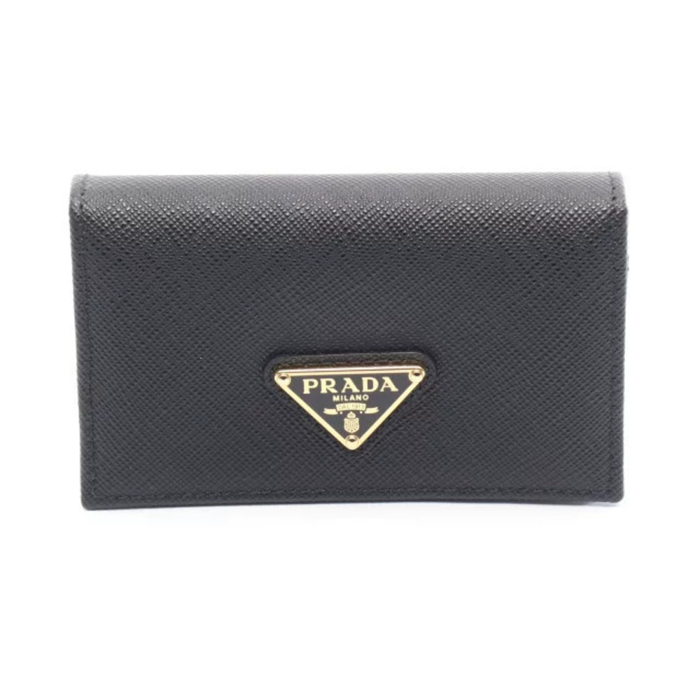 Prada SAFFIANO METAL Card Case Wallet Leather Accessory Black